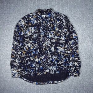 Cabi Blouse Starry Night Multicolor Ruffle Button Down Long Sleeve Womens Med